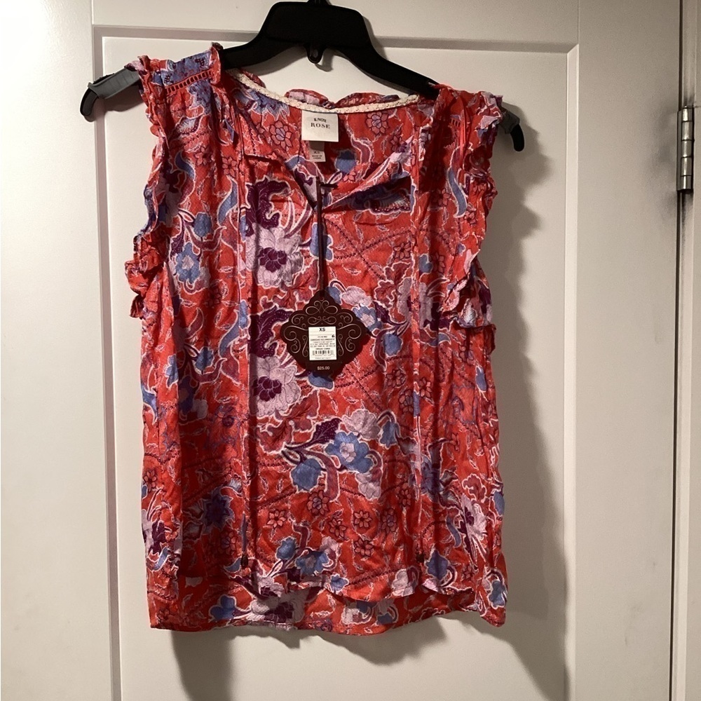 NWT Knox Rose Women's Flutter Short Sleeve Top Size XS - Picture 2 of 5